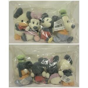 Disney Mickey Minnie Donald Goofy Bean Bag Plush Ribbed Terry Chenille Doll Set